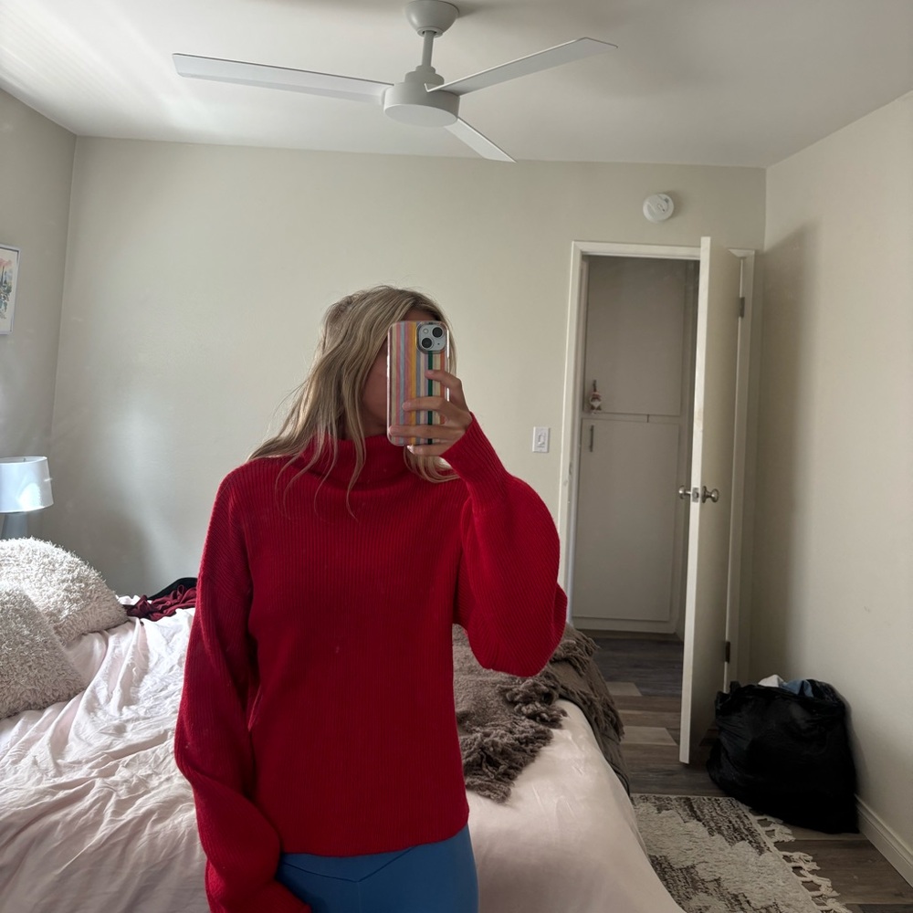 Urban Outfitters Red Ribbed Turtleneck Sweater